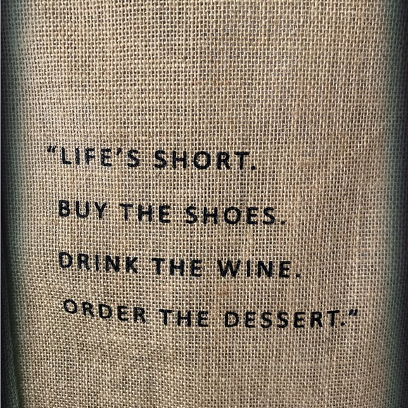 Fun Phrase Burlap Wine Tote 👠 🍷 🎂 - Picture 2 of 9